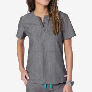 Figs Kasane popover scuba top gray short sleeve